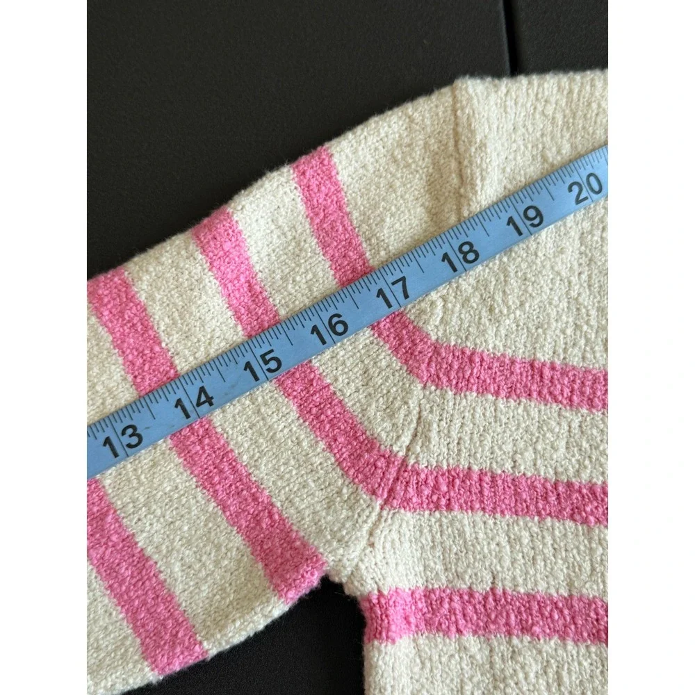 J.Crew Crewcuts Girls' Striped Sweater Pink Cream Long Sleeve Crewneck Large